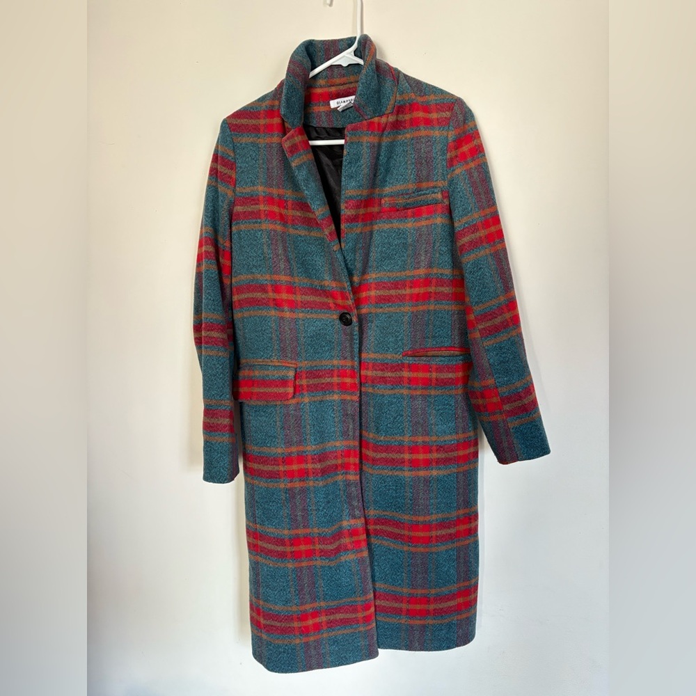 Glamorous Teal & Red Plaid Long Coat Nordstrom